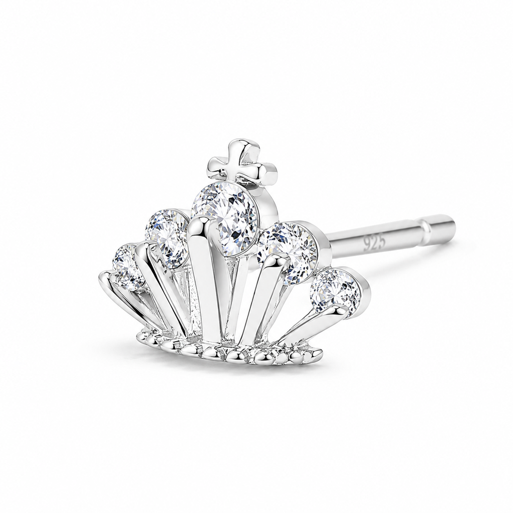 Silver Crown Luxe Stud Earrings : WER00054