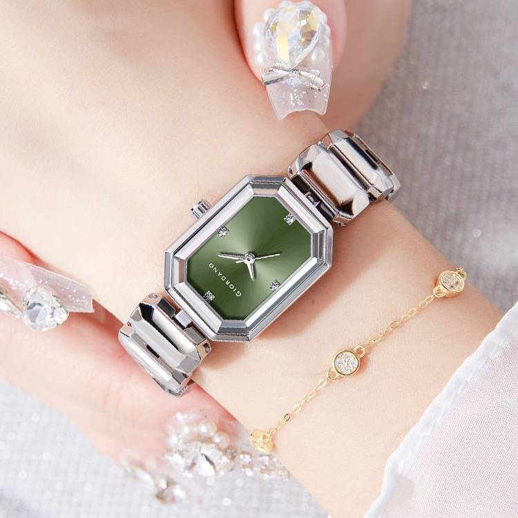 Giordano Stylish Analog Watch For Women With Octagonal Dial, Crystal Hour Markers And Bracelet Style Strap : GZ-60103-11