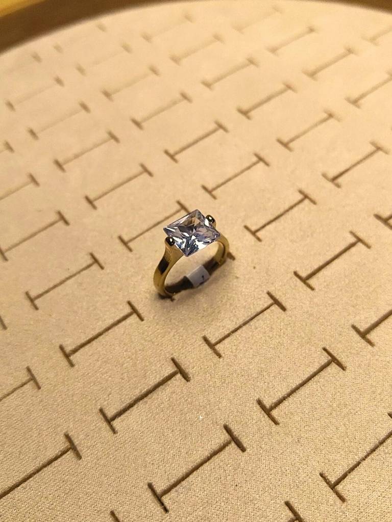 Classic Square Solitaire Ring Â (Anti-Tarnish Gold) : ATR325SSSR