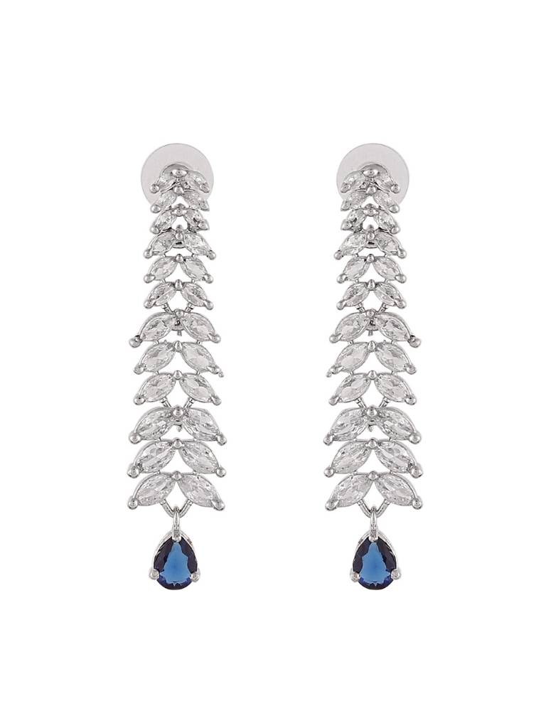 Elegant Marquise Crystal Long Earrings With Blue Drop Accent : AAPARNA-ER