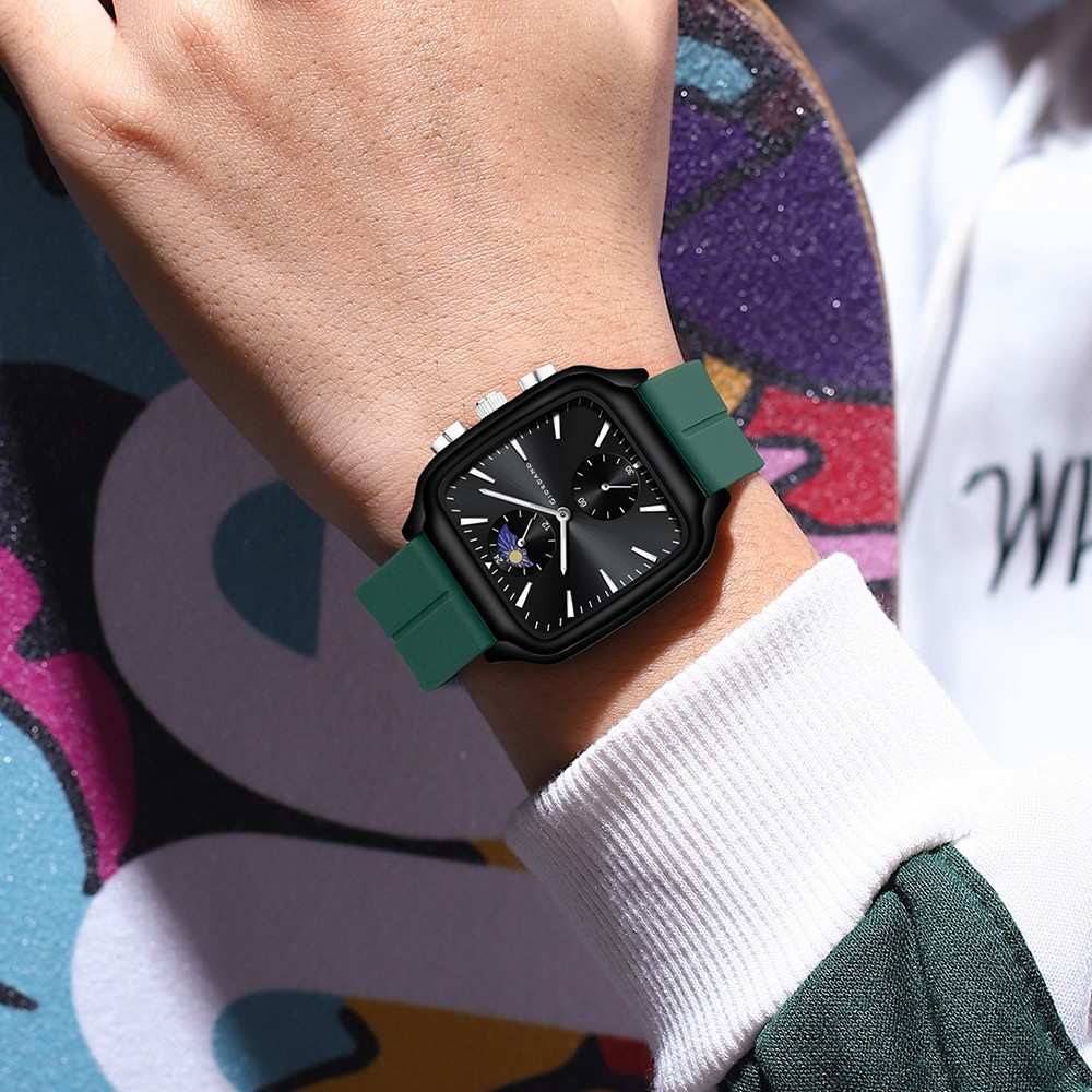Giordano Premium Square Case Watch For Men | Moon Phase/24-Hour Indicator, Silicone Strap : GZ-50166-03