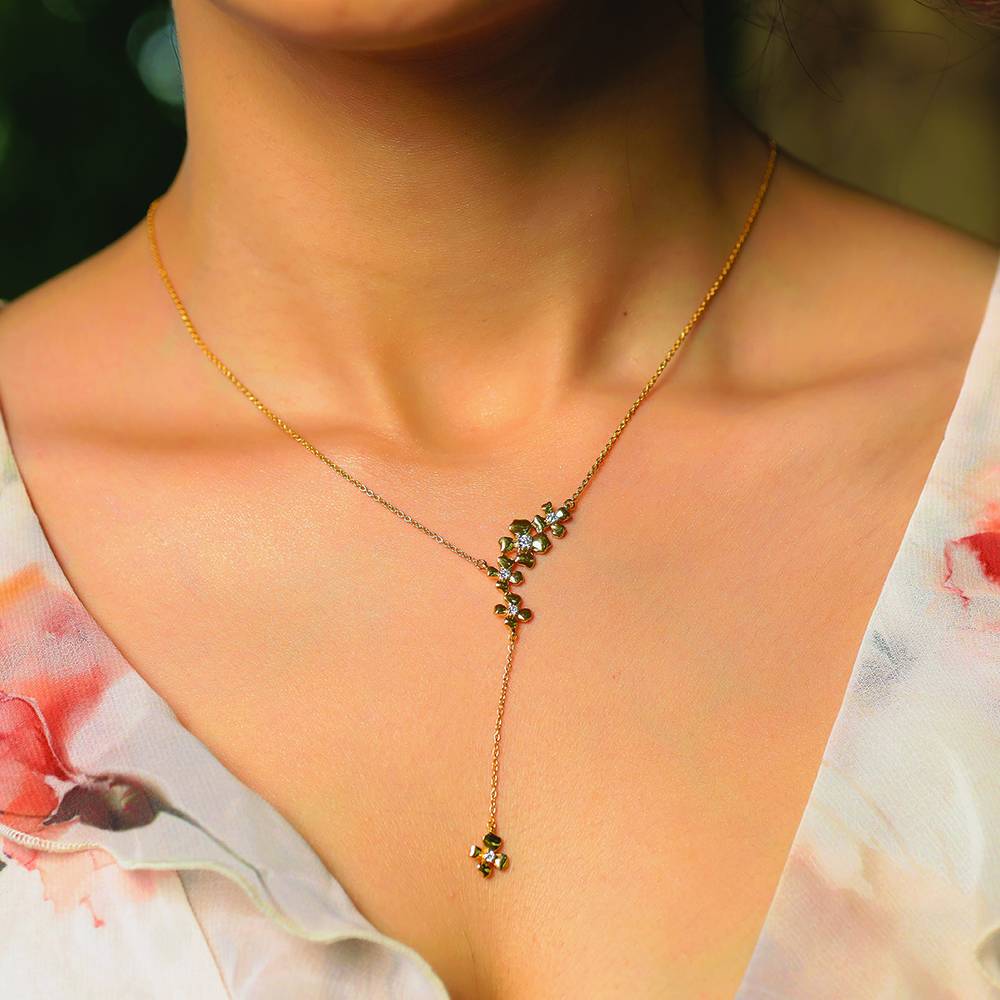 Petal Play - Lab Diamond Lariat Necklace : LLNK0101