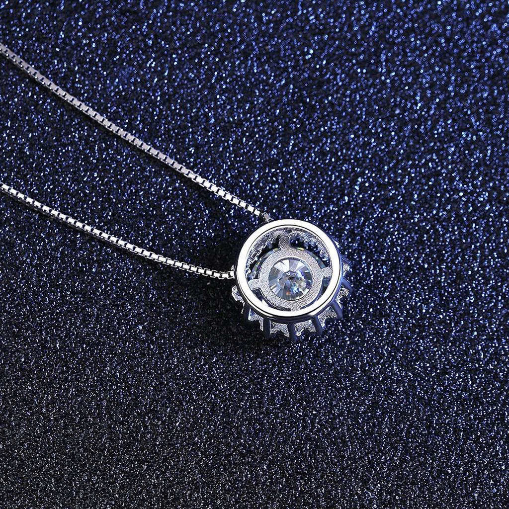 1 Ct Moissanite Halo Pendant Necklace; Sterling Silver 925; D Vvs1 : MSN-005