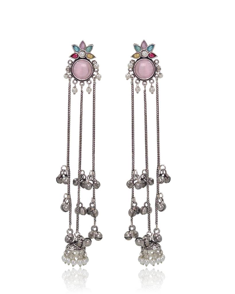 Oxidised Silver Kashmiri Chain Drop Earrings : NA_ST_ER_262_3