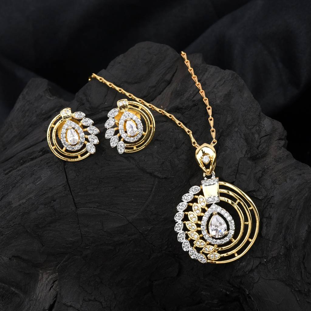 Bohemian Zircon Gold Plated Pendant Set : DVPENGJCZ74