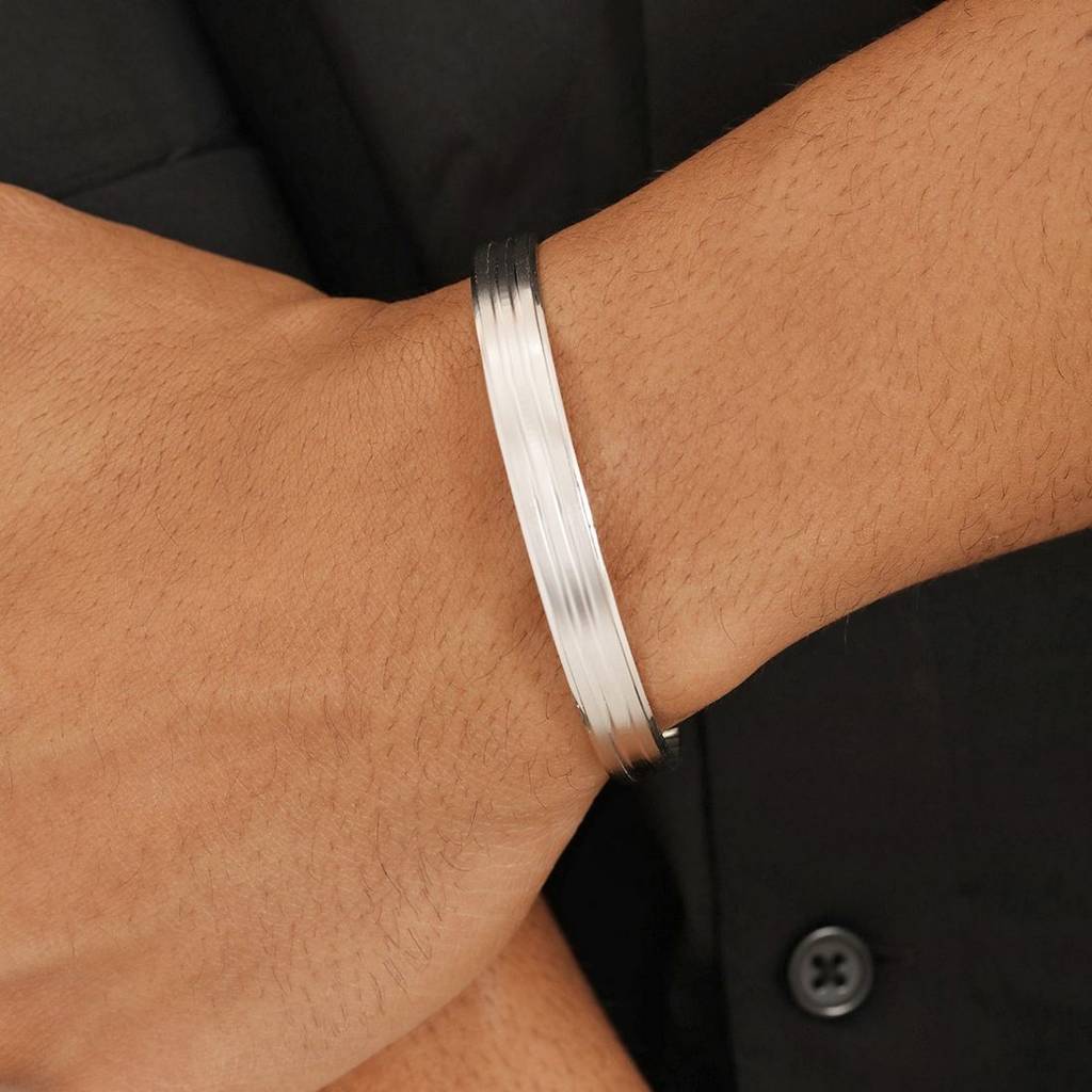 Modern Elegance Rhodium Plated 925 Sterling Silver Men'S Bracelet : BR-80375-R