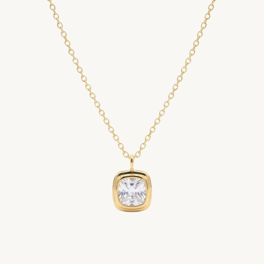 Square Diamond Necklace For Women | Crystal Pendant Jewellery : 8501326413