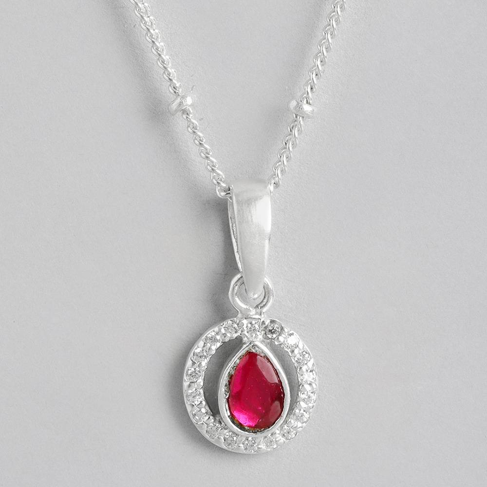 92.5 Silver Girdle Red Kundan Necklace : 92.5 Silver Girdle Red Kundan Necklace : U100SO003MY029