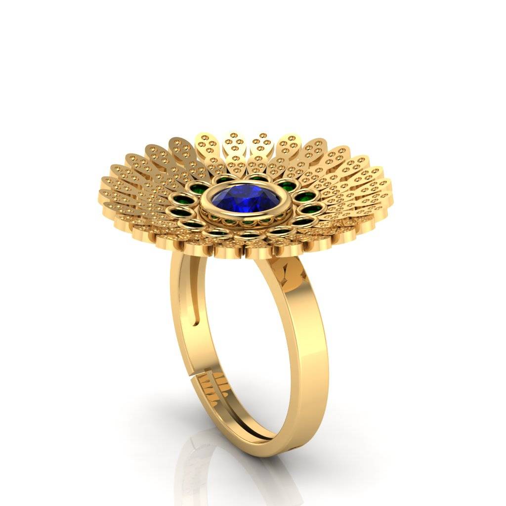 Silver Blue Sapphire Flower Ring