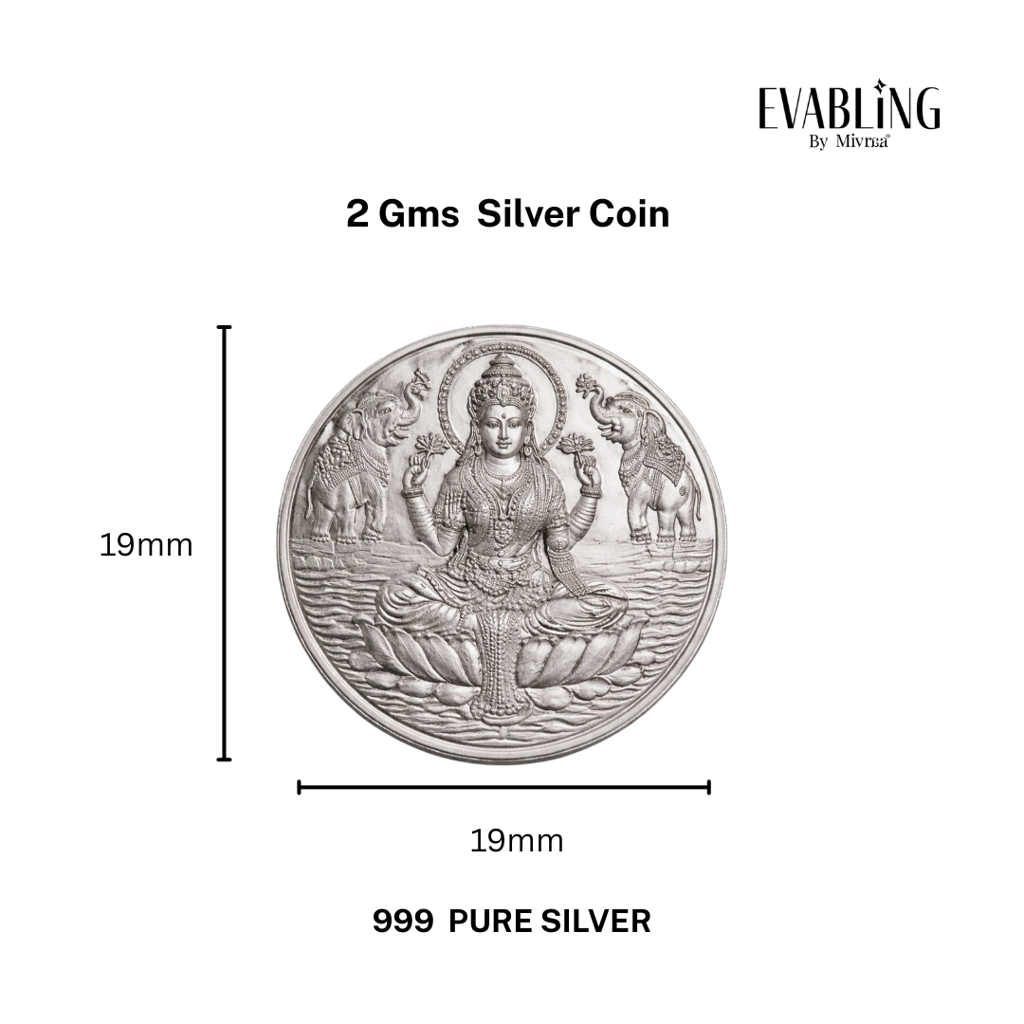 2 Gms Lakshmi 999 Pure Silver Coin : SCL-2