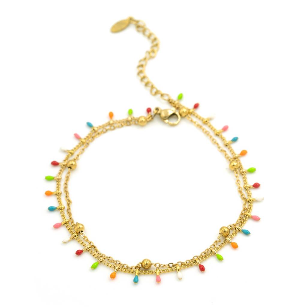 Gold Plated Multicolored Anti Tarnish Anklet For Women : HSPS60MB0999