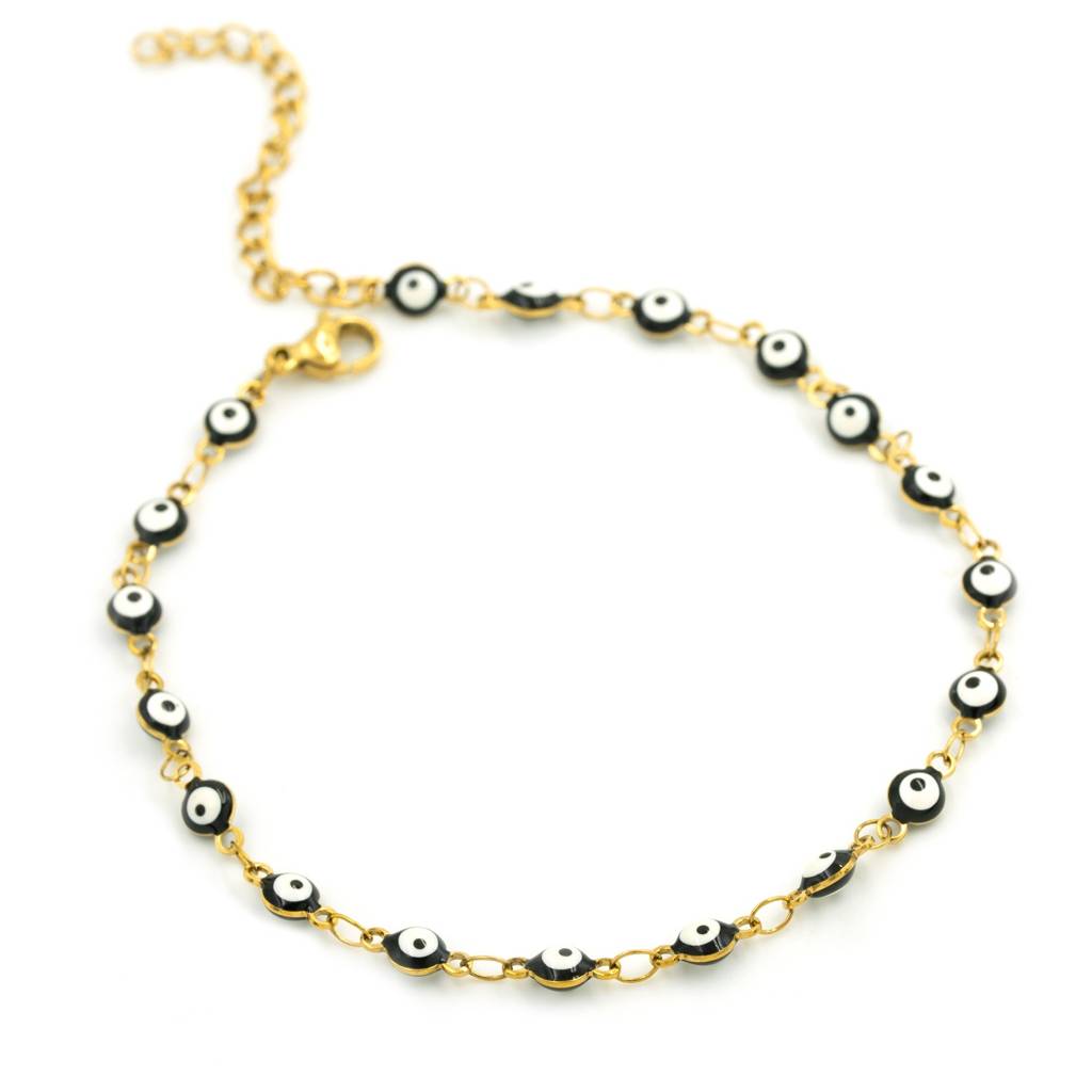 Classic Black Evil Eye Anti Tarnish Anklet For Women : HSPS60MB0996