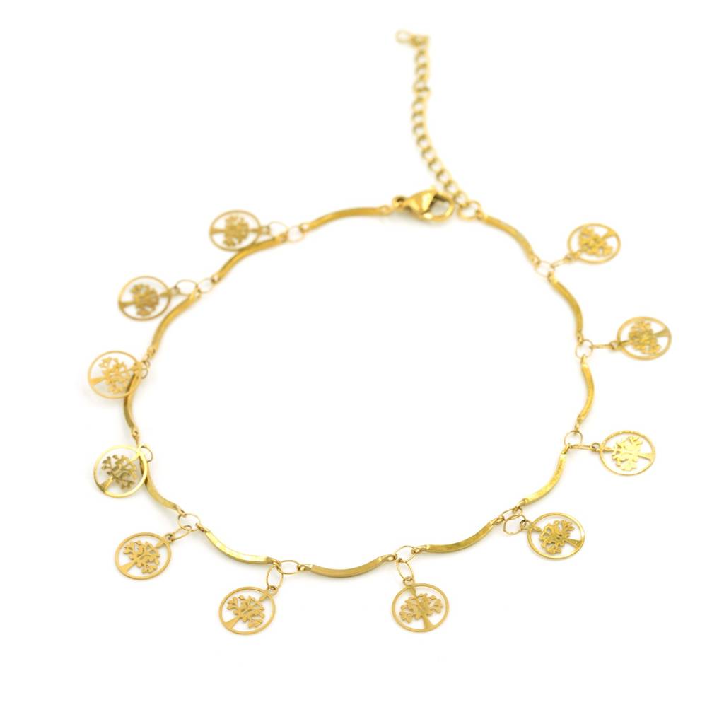 Gold Plated Mini Evil Eye Beaded Anti Tarnish Anklet For Women : HSPS60MB0991