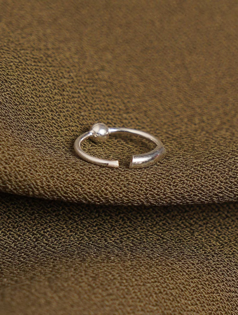 925 Sterling Silver One Bead Hoop Nose Ring : ARSNP247