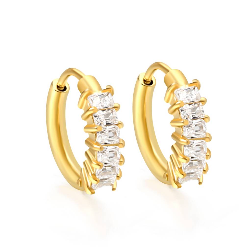 Gold Plated Daily Wear Sparkle Huggie Hoop Earring - Royal : EA32320AG