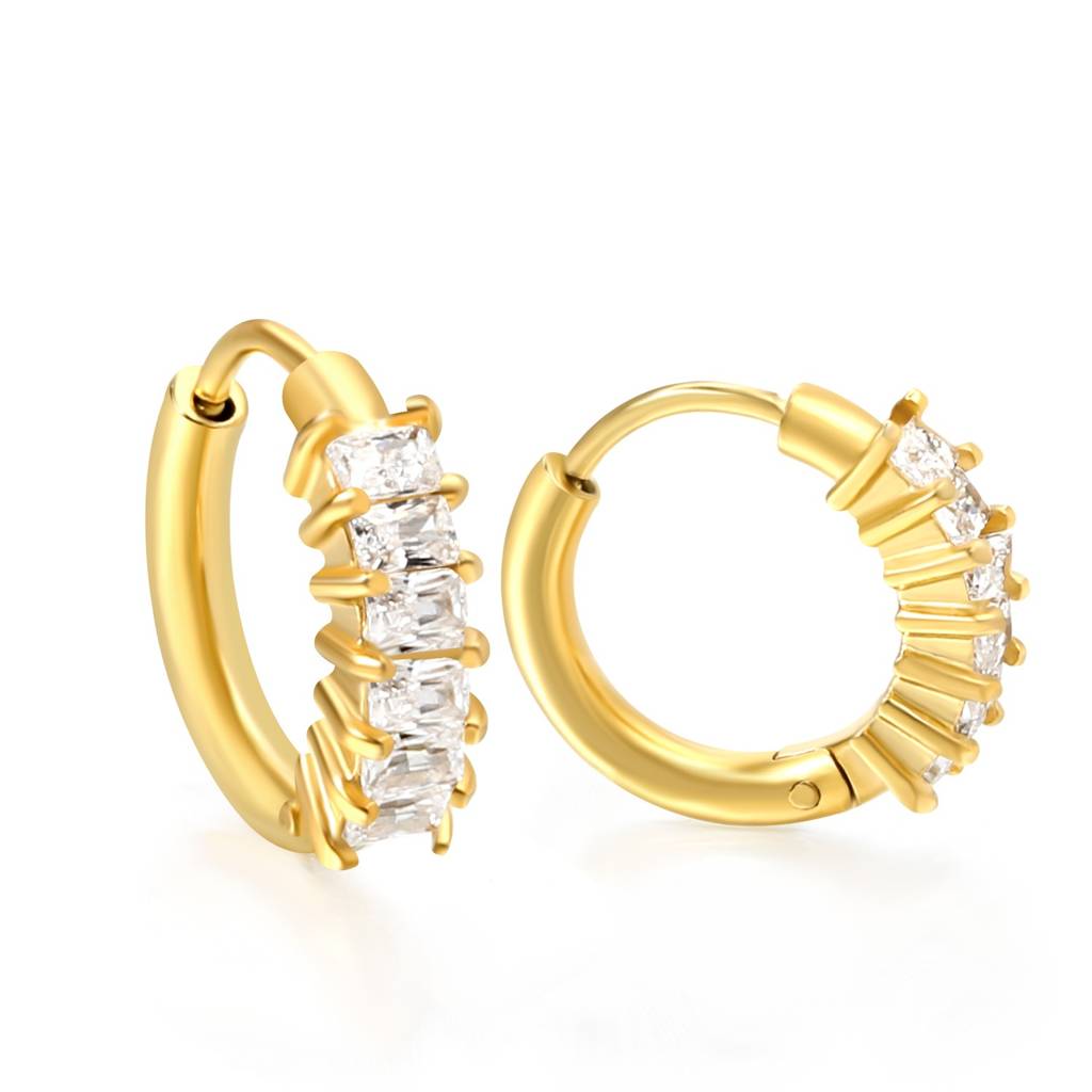 Gold Plated Daily Wear Sparkle Huggie Hoop Earring - Royal : EA32320AG
