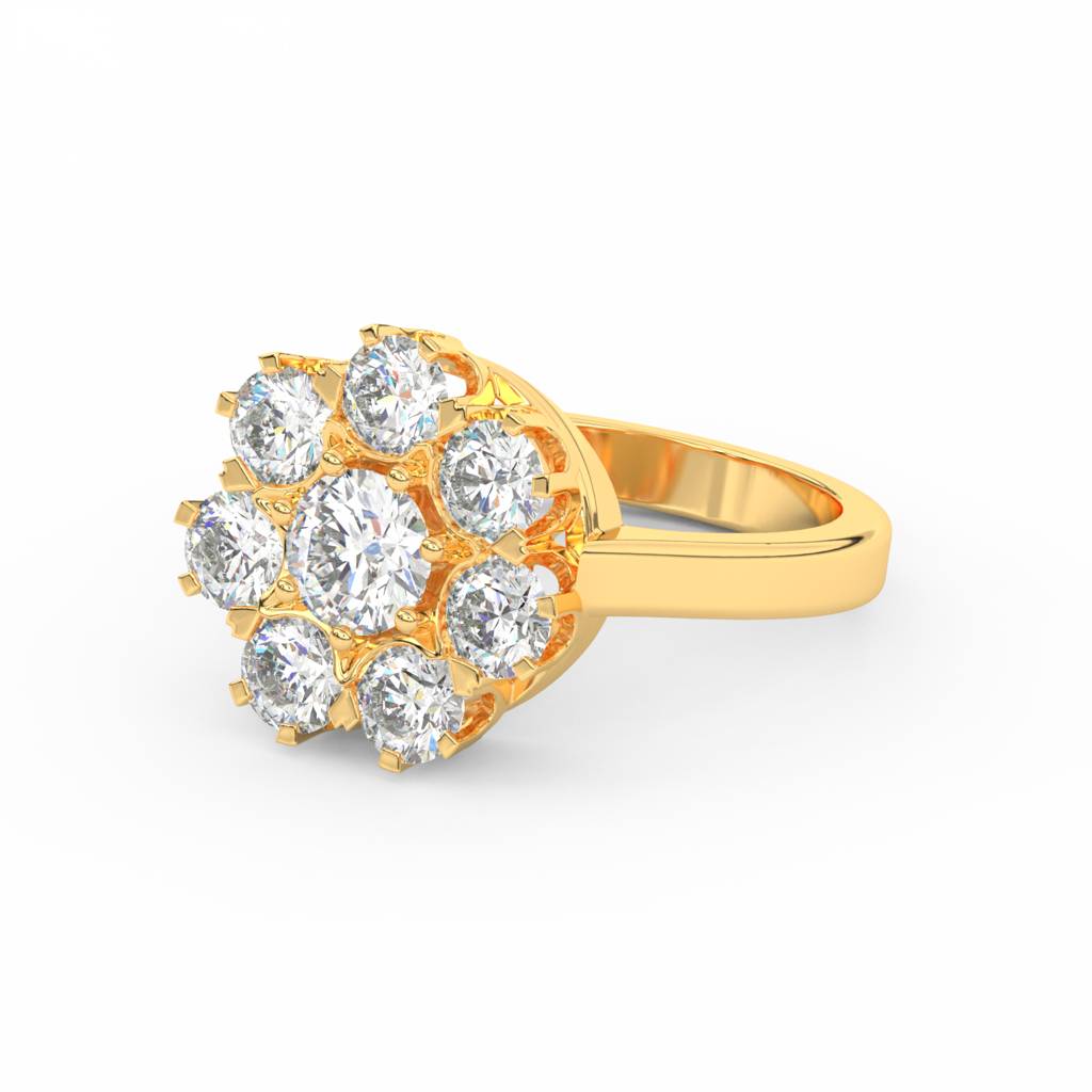 3Ct Round Cut Moissanite Women Cluster Engagement Ring 14K Gold Plated : FJ_022