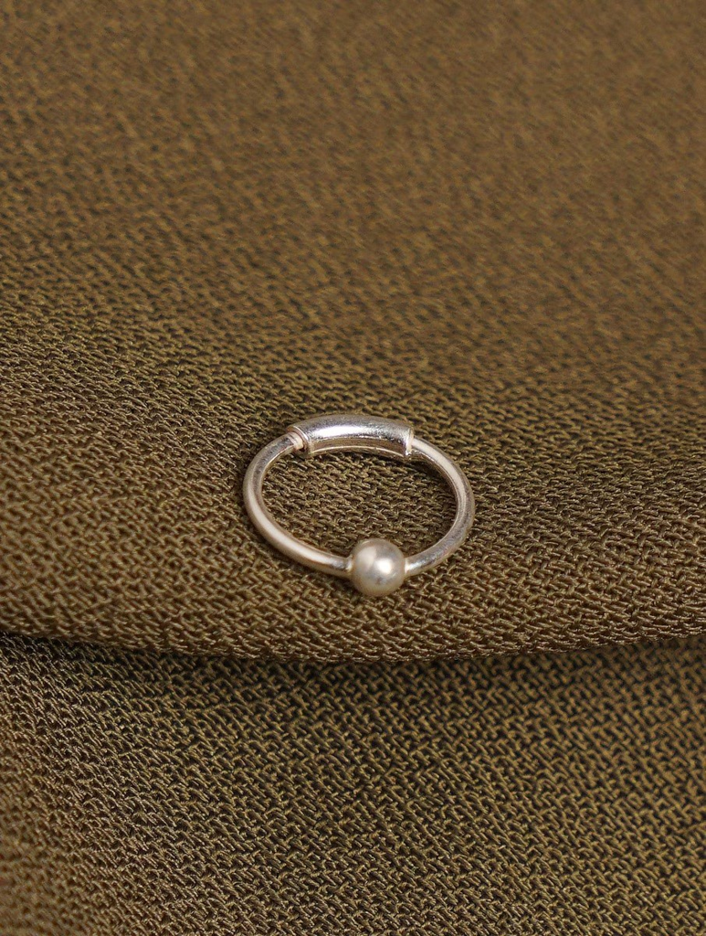 925 Sterling Silver One Bead Hoop Nose Ring : ARSNP247