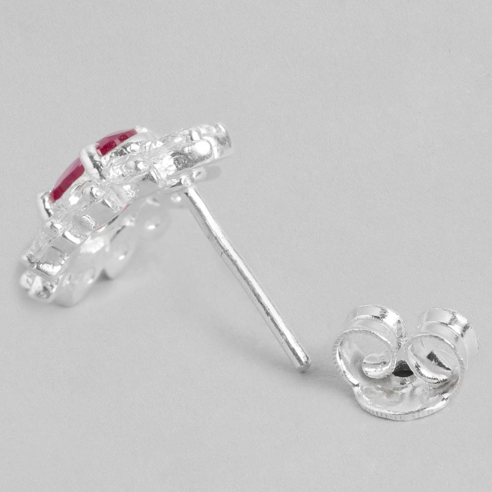 92.5 Silver Pink Stone Earring : 92.5 Silver Pink Stone Earring : 92.5 Silver Pink Stone Earring : Z125SG003E003