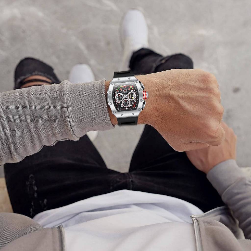 Giordano Multifunction Watch For Men With Day, Date, And 24-Hour Sub-Dial, Water Resistant Square Dial Unique De : GZ-50120-03