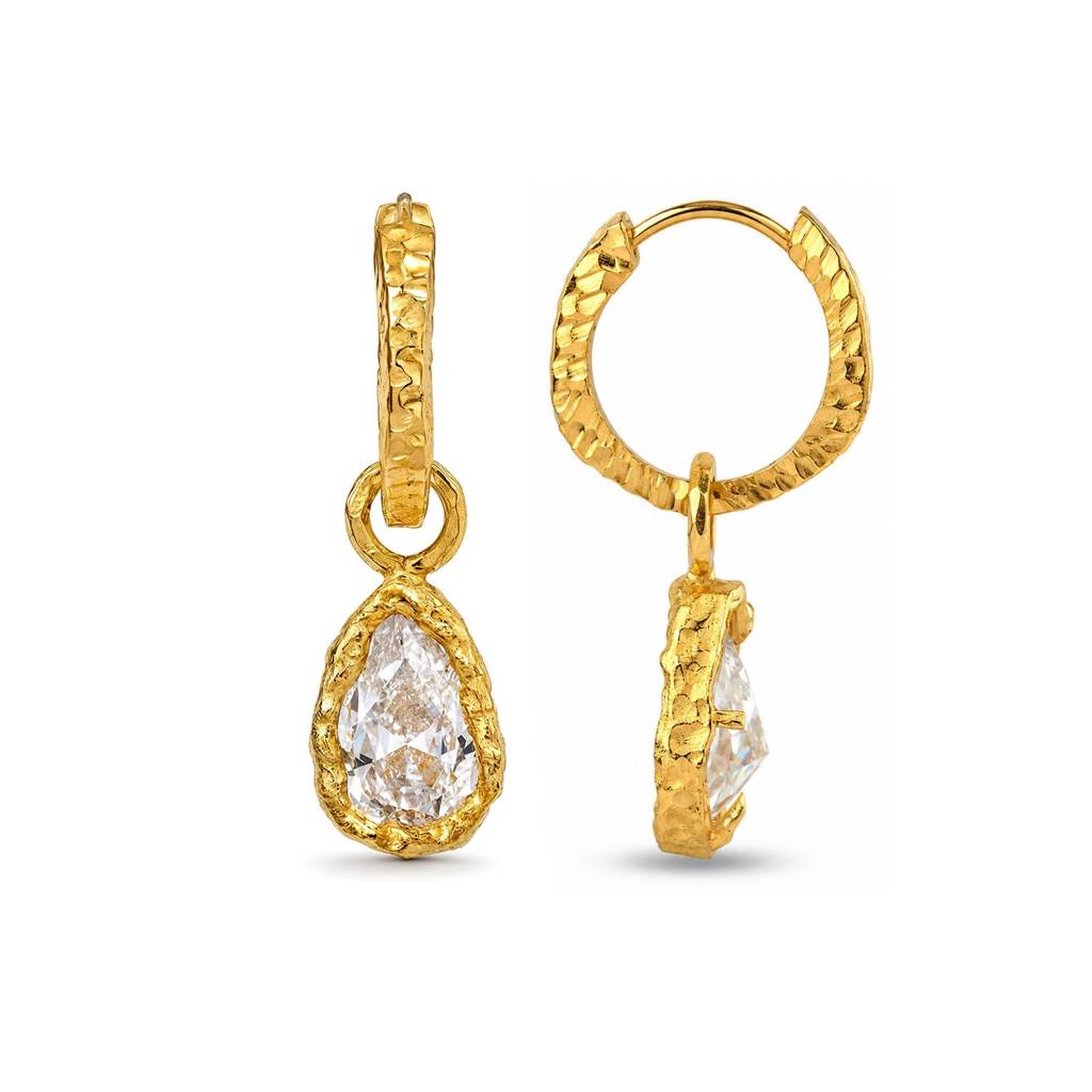 Teardrop Crystal Hoop Earrings : AWE-436
