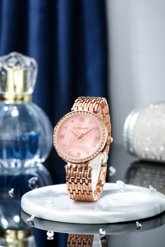 Giordano Analog Watch For Women With Stainless Steel Strap And Crystal Embellished Bezel, Roman Numerals - A2060 : A2060-33