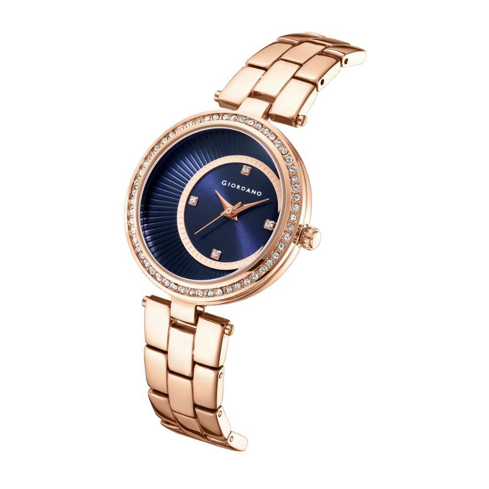 Giordano Unique Analog Watch For Women With Diamond Indices, Stainless Steel Strap And Crystal Embellished Bezel -  : A2056-55