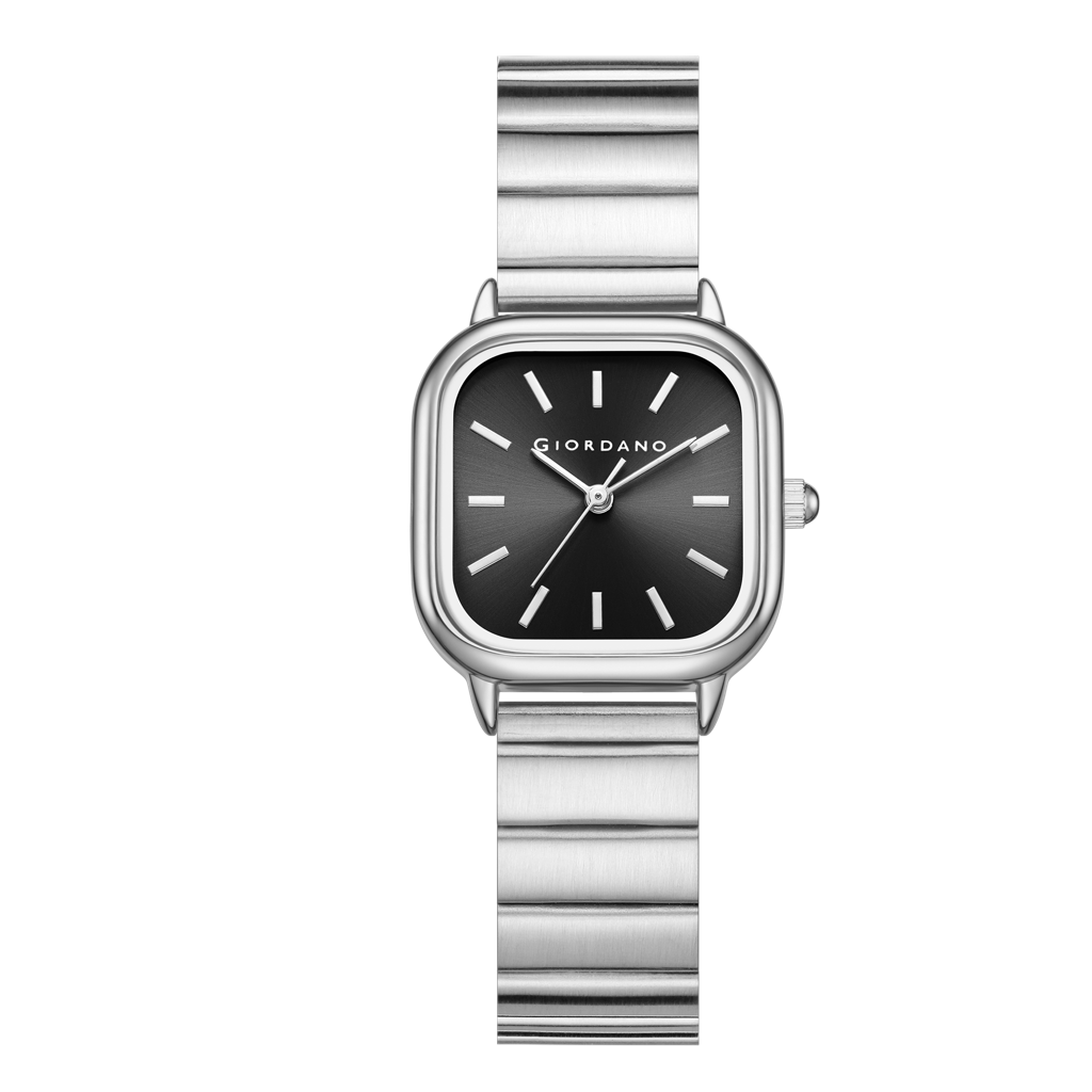 Giordano Classic Square Watch For Women Â Polished Stainless Steel Strap, Minimalist Compact Design-Gz-60098 : GZ-60098-11
