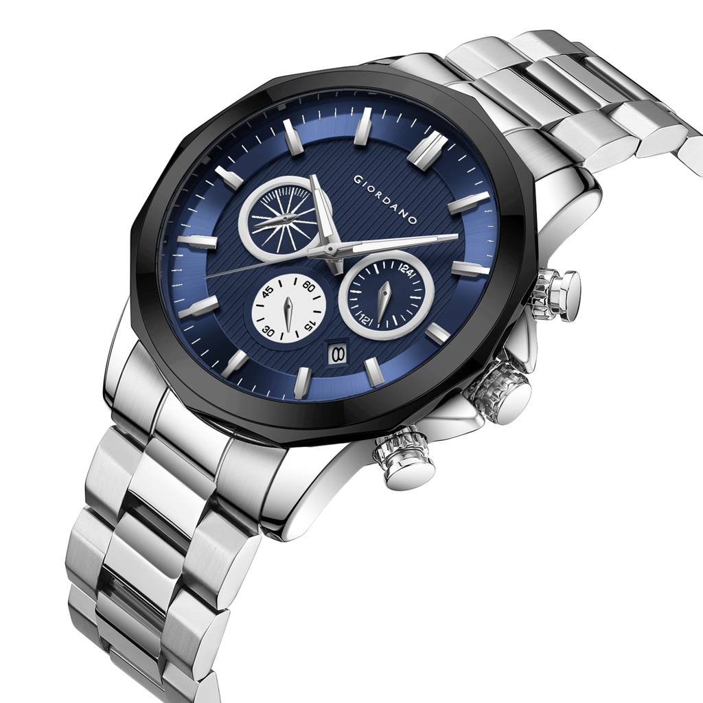 Giordano Multi-Function Analog Watch For Men With Textured Dial, Classic Stainless Steel Strap And Date Function : GZ-50036-11