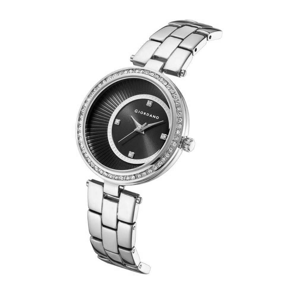 Giordano Unique Analog Watch For Women With Diamond Indices, Stainless Steel Strap And Crystal Embellished Bezel -  : A2056-77