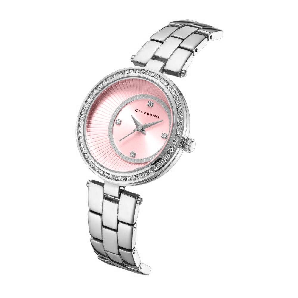 Giordano Unique Analog Watch For Women With Diamond Indices, Stainless Steel Strap And Crystal Embellished Bezel -  : A2056-22