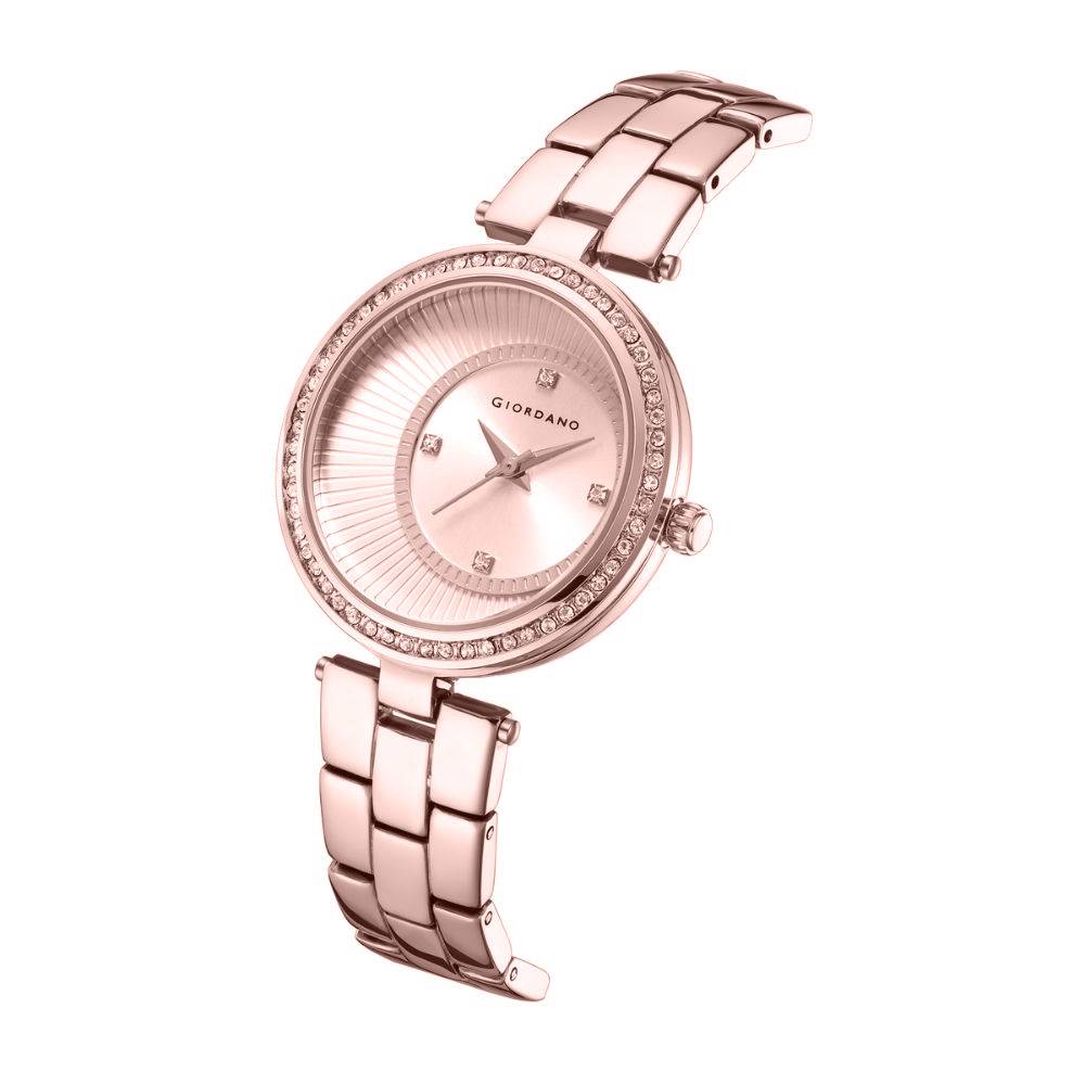 Giordano Unique Analog Watch For Women With Diamond Indices, Stainless Steel Strap And Crystal Embellished Bezel -  : A2056-88