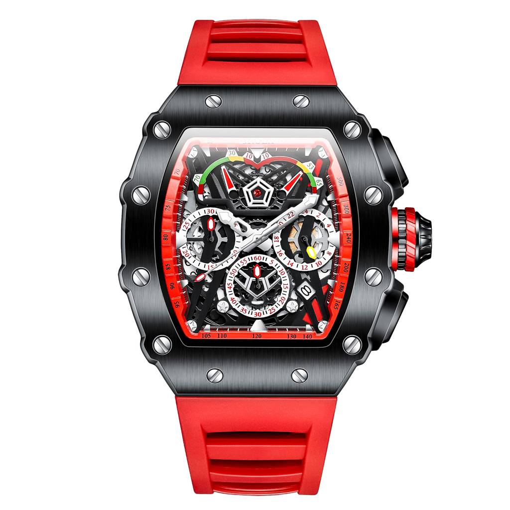 Giordano Multifunction Watch For Men With Day, Date, And 24-Hour Sub-Dial, Water Resistant Square Dial Unique De : GZ-50120-04