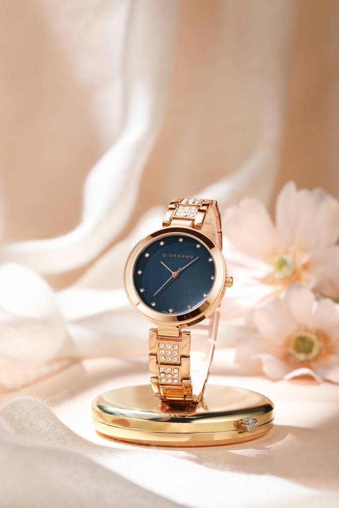 Giordano Eleganza Collection Analog Watch For Women With Crystal-Studded Strap & Diamond Indices - A2037 : A2037-44