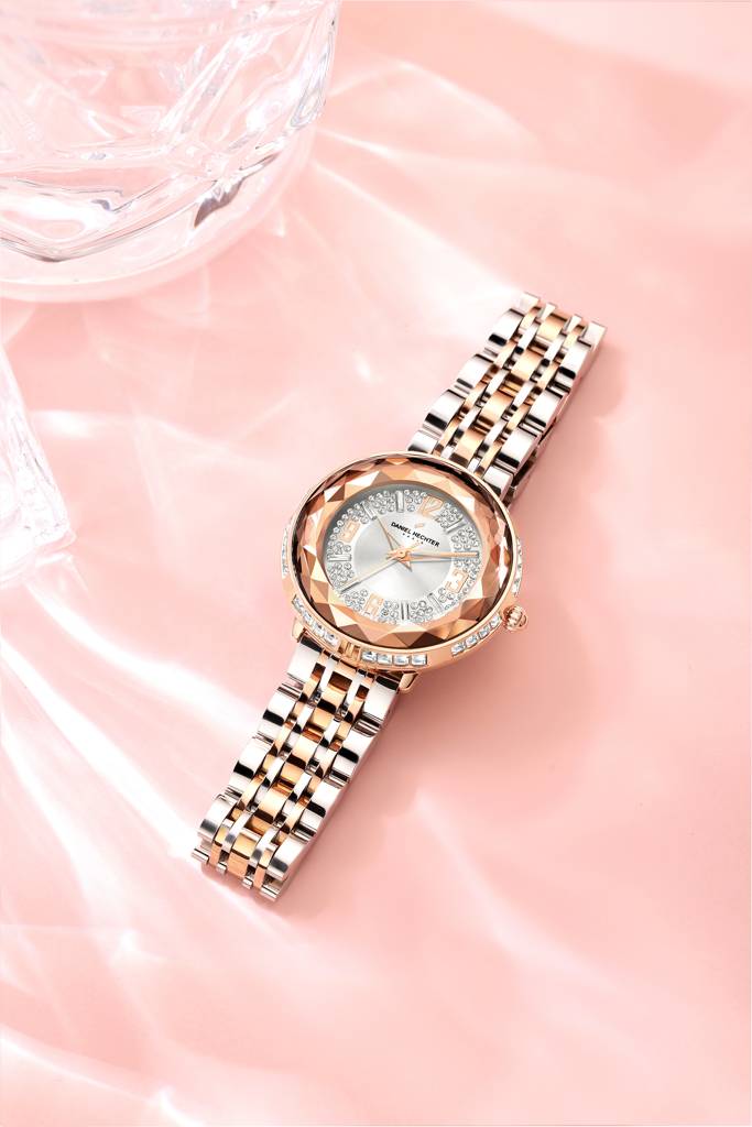 Daniel Hechter Paris Palais-Royal Collection Unique Analoge Watch For Women Withdiamond Cut Glass Dial And Stainl : DHW2003-33