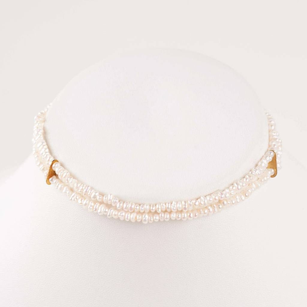 Soai Blush Pink Blossom Double Freshwater Pearl Choker : NCK-SOAI-PRL