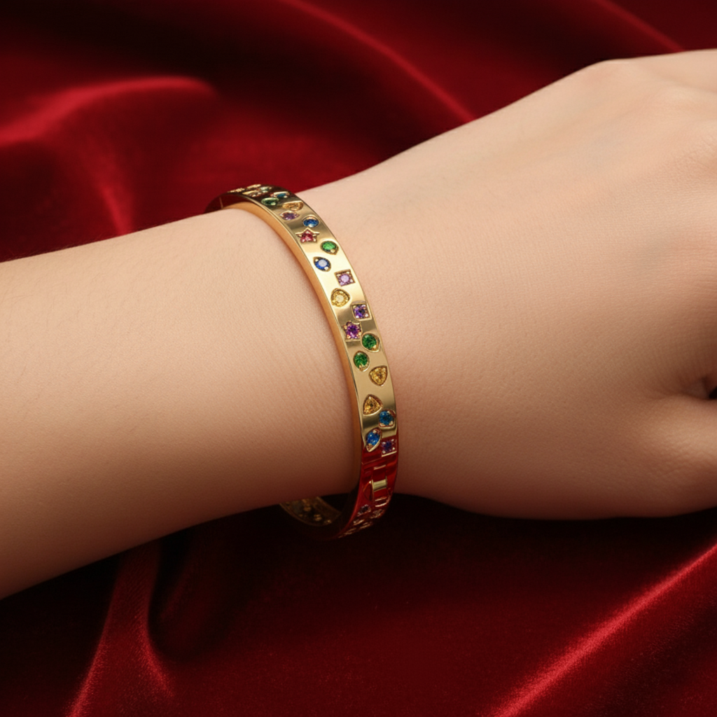 Kaleidoscope Bangle | 925 Sterling Silver : BCC300G18