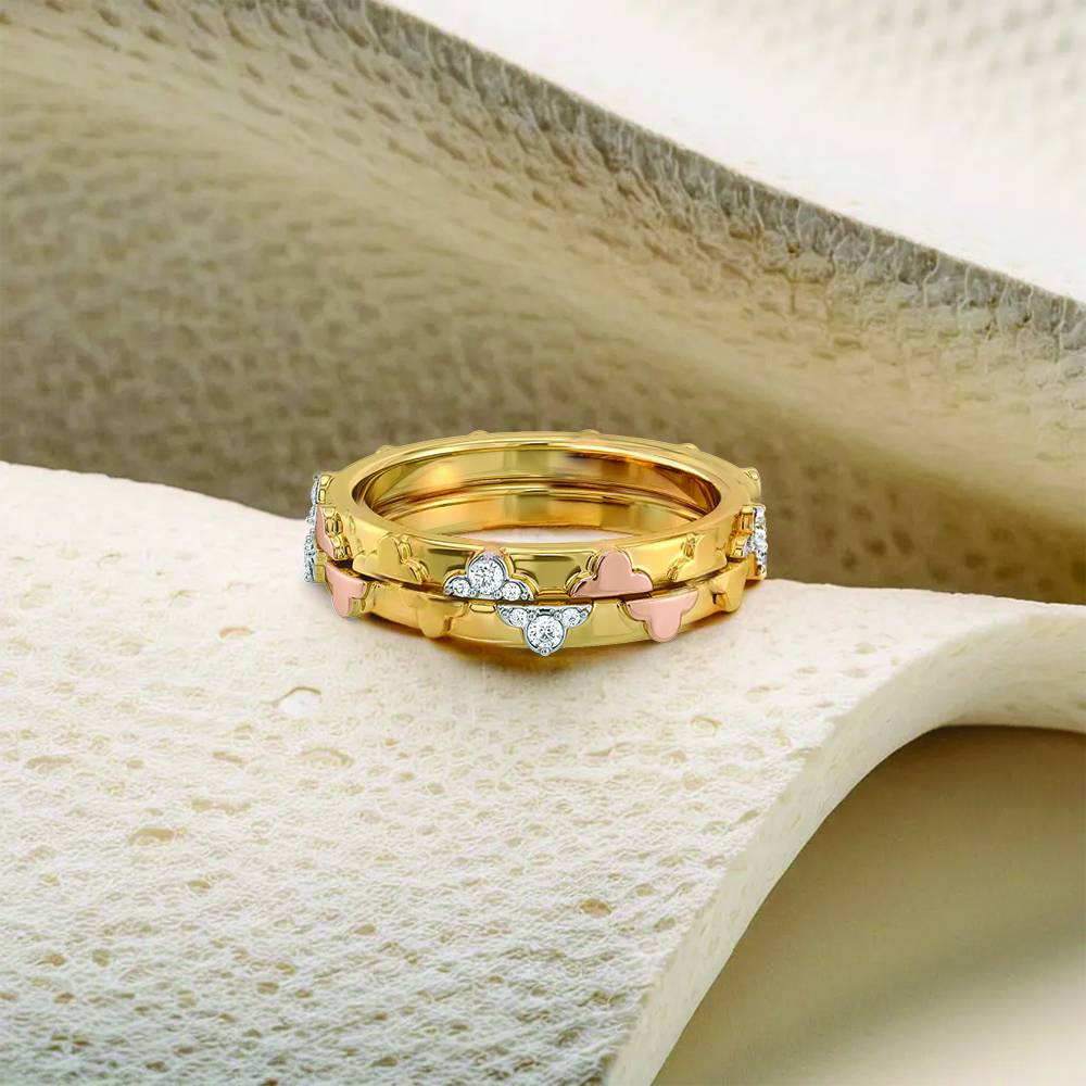 Lucky Stack - Lab Diamond Clover Ring : LLRG0110