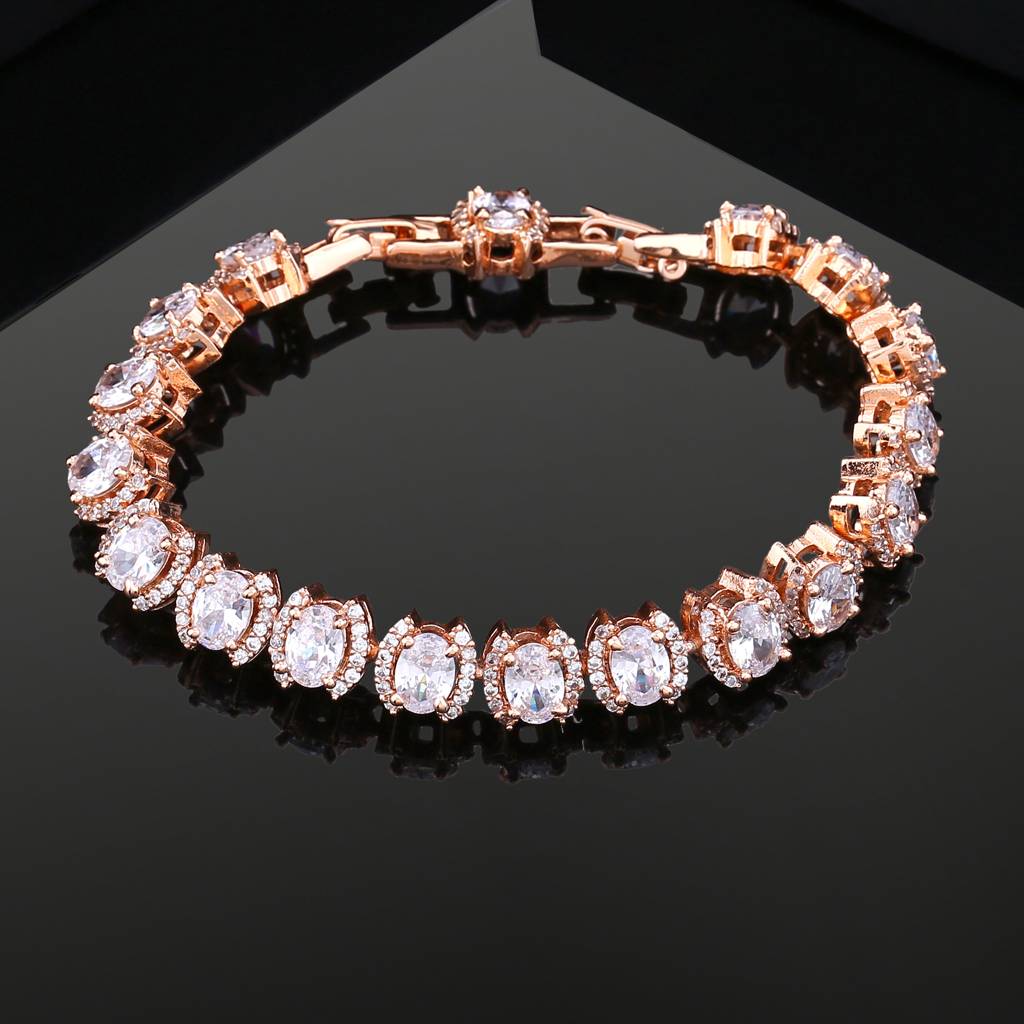 Estele Rhodium Plated Cz Stunning Bracelet With Stones For Women : AD-055-RG-WEBR