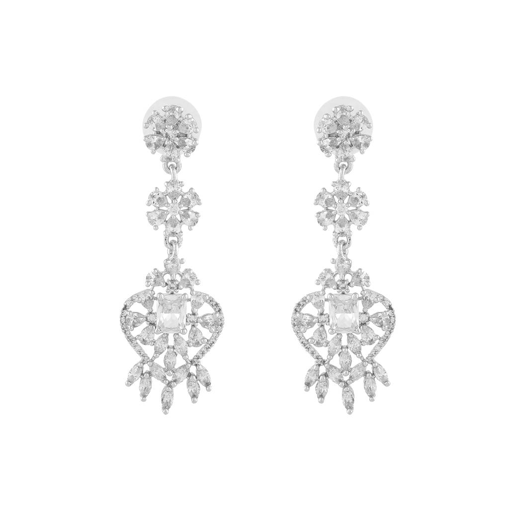 Estele Rhodium Plated Cz Astonishing Drop Earrings For Women : AD-114707-IRWEER