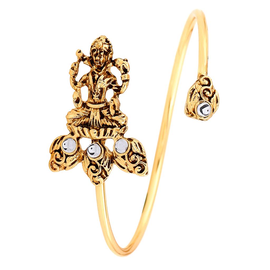 Estele Gold Plated Antique Aesthetic Laxmi Bracelet With Kundan For Women : 102057-IGBR