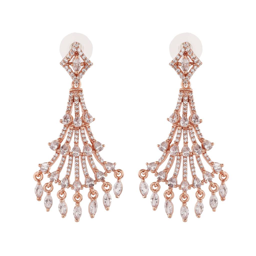 Estele Rose Gold Plated Cz Shimmering Earrings For Women : AD-113718-RGER