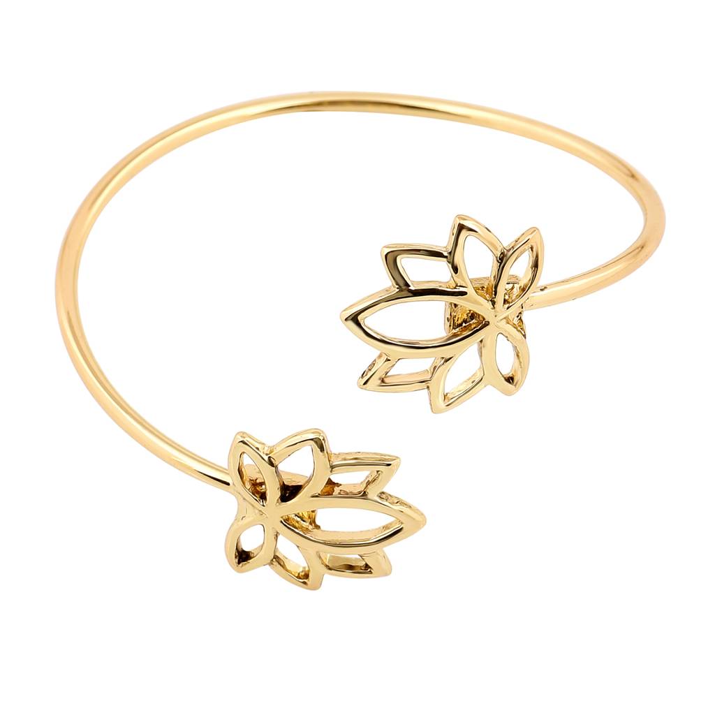 Estele Gold Plated Antique Floret Lotus Bracelet For Women : 102066-IGBR
