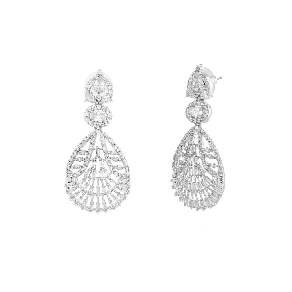 Estele Rhodium Plated Cz Dazzling Designer Earrings For Women : AD-114703-IRWEER