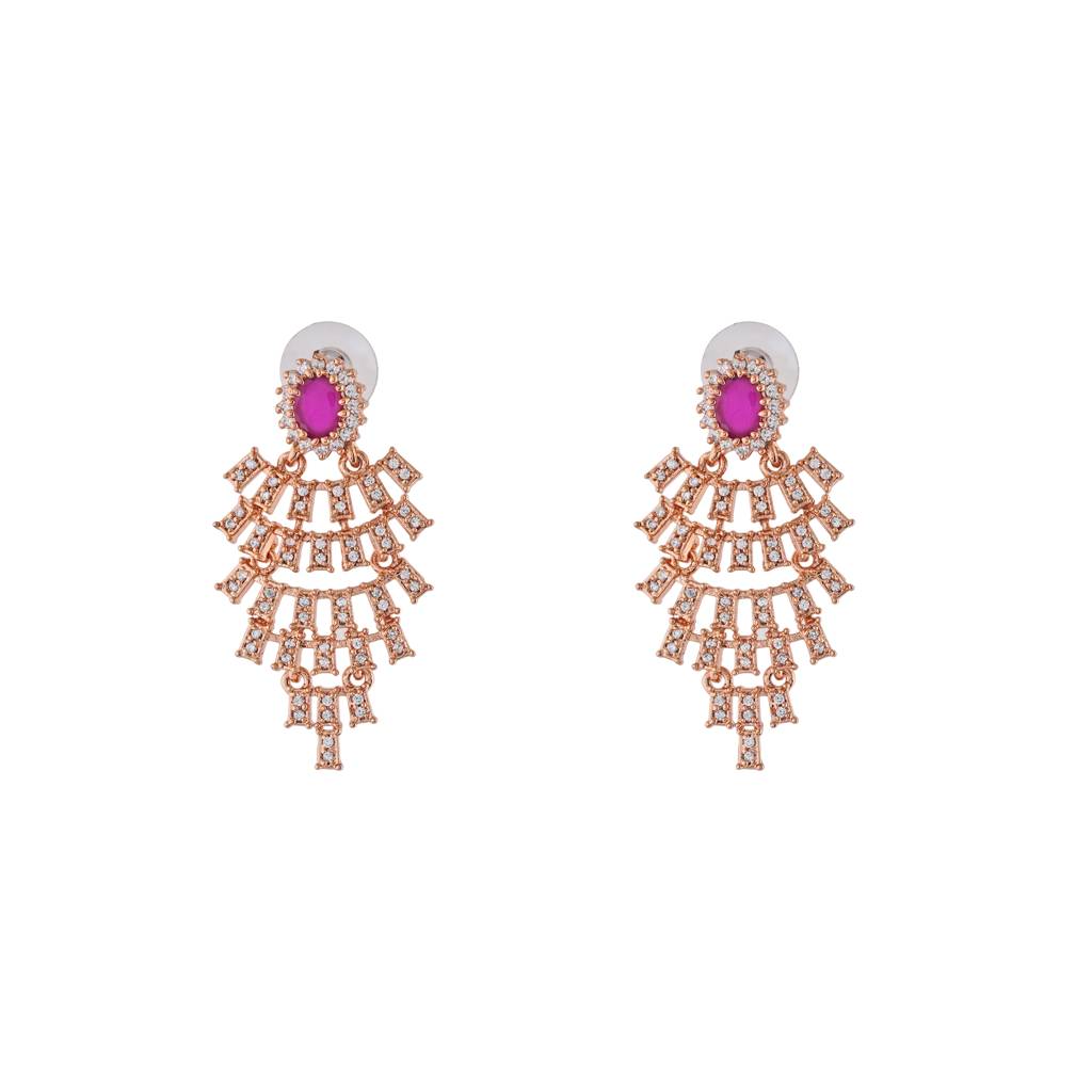 Estele Rose Gold Plated Cz Sparkling Earrings For Women : AD-113726-RGER
