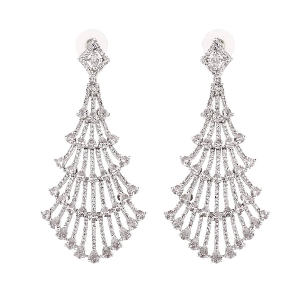 Estele Rhodium Plated Cz Sparkling Earrings For Women : AD-113717-IRER