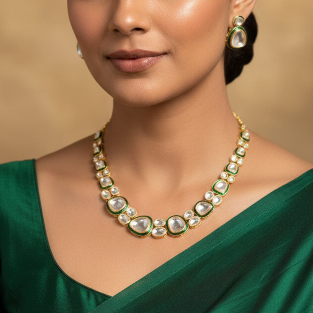 Rajkumari Sita Polki Long Necklace : NEC0042