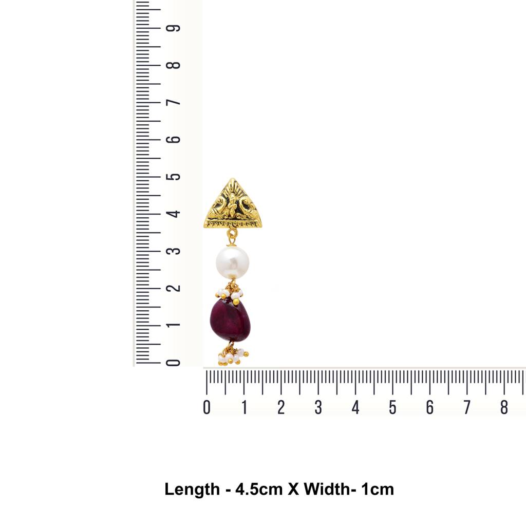 Stud With Hagging Pear And Semi Precious Drop : 3022