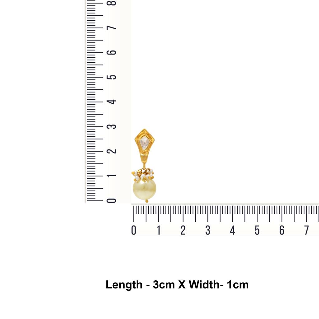 Small Moissanite Polki Stud With Hangging Pear : 3027