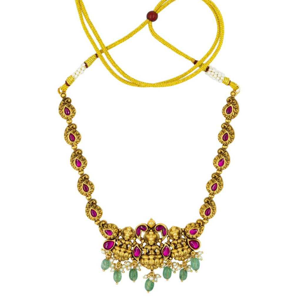 Anvika Necklace Set  – 1 Gram Gold Plated Temple Jewellery : T-34